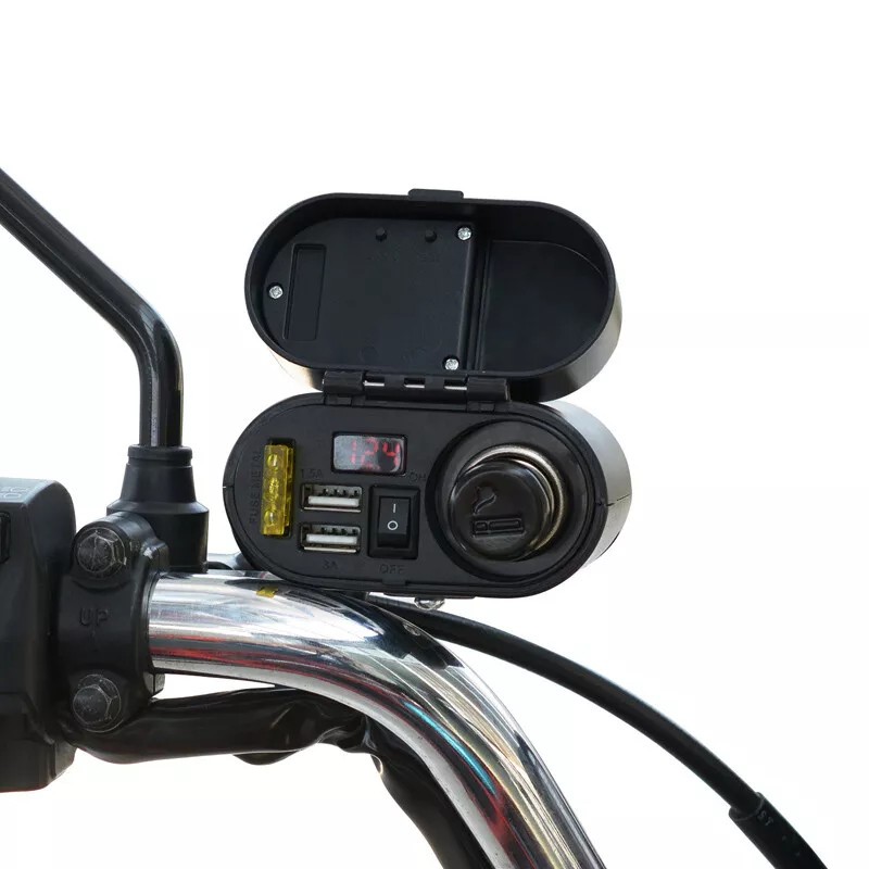 Motorcycle Waterproof 12V Cigarette Lighter Socket Phone GPS USB Power Charger