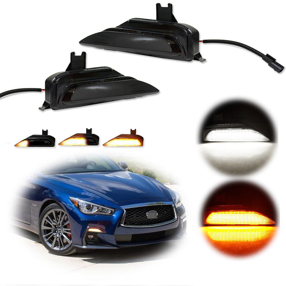 For Infiniti Q50 Q50S Sport 2014-2020 Front Sequential LED Turn Signal Fog Light