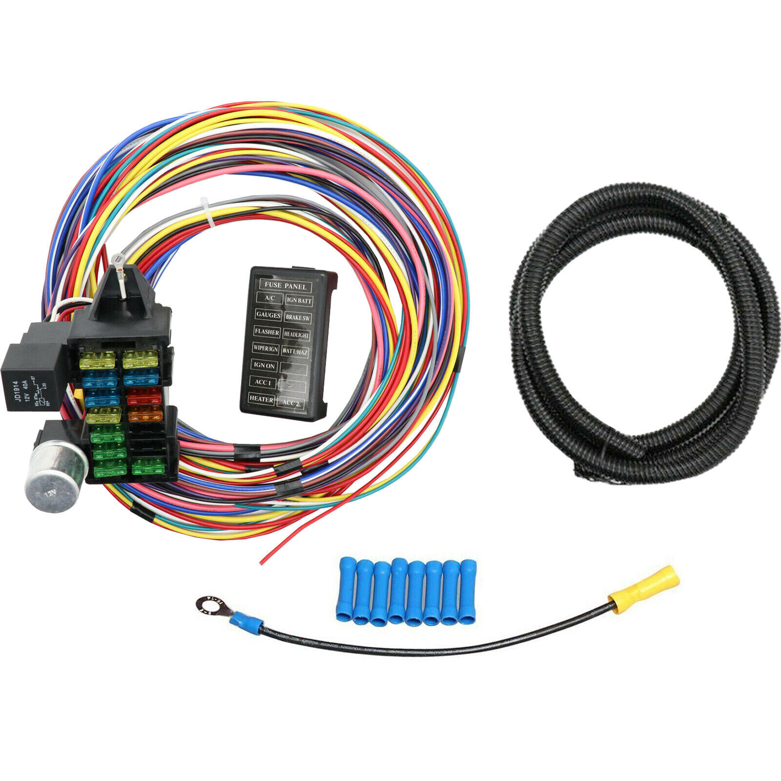 New 12 Circuit Universal Wiring Harness Muscle Car Hot Rod Street Rod XL Wires