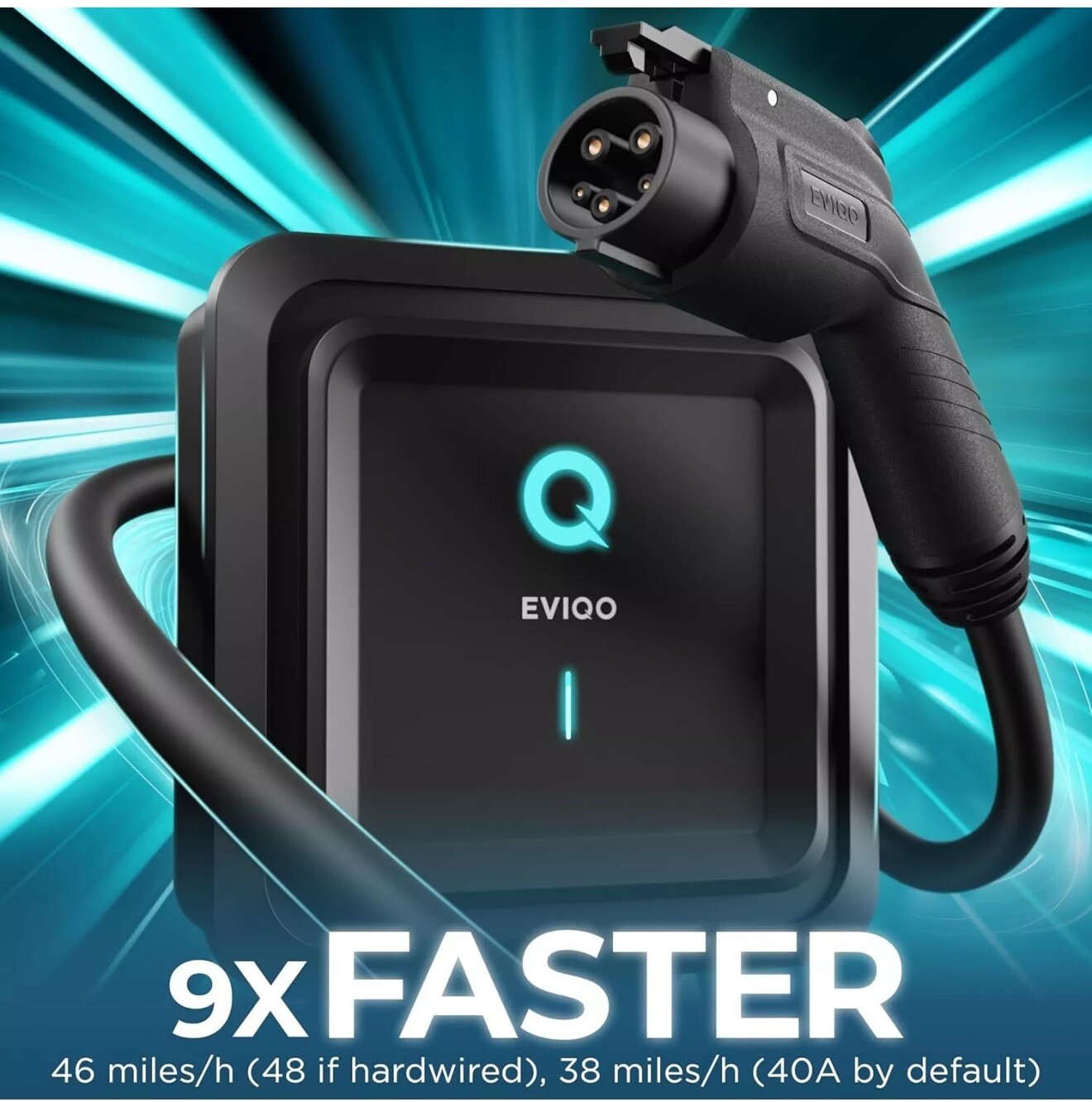 EVIQO Level 2 EV Charger - 48 Amp EV Charger Level 2, 240V Electric Vehicle C...