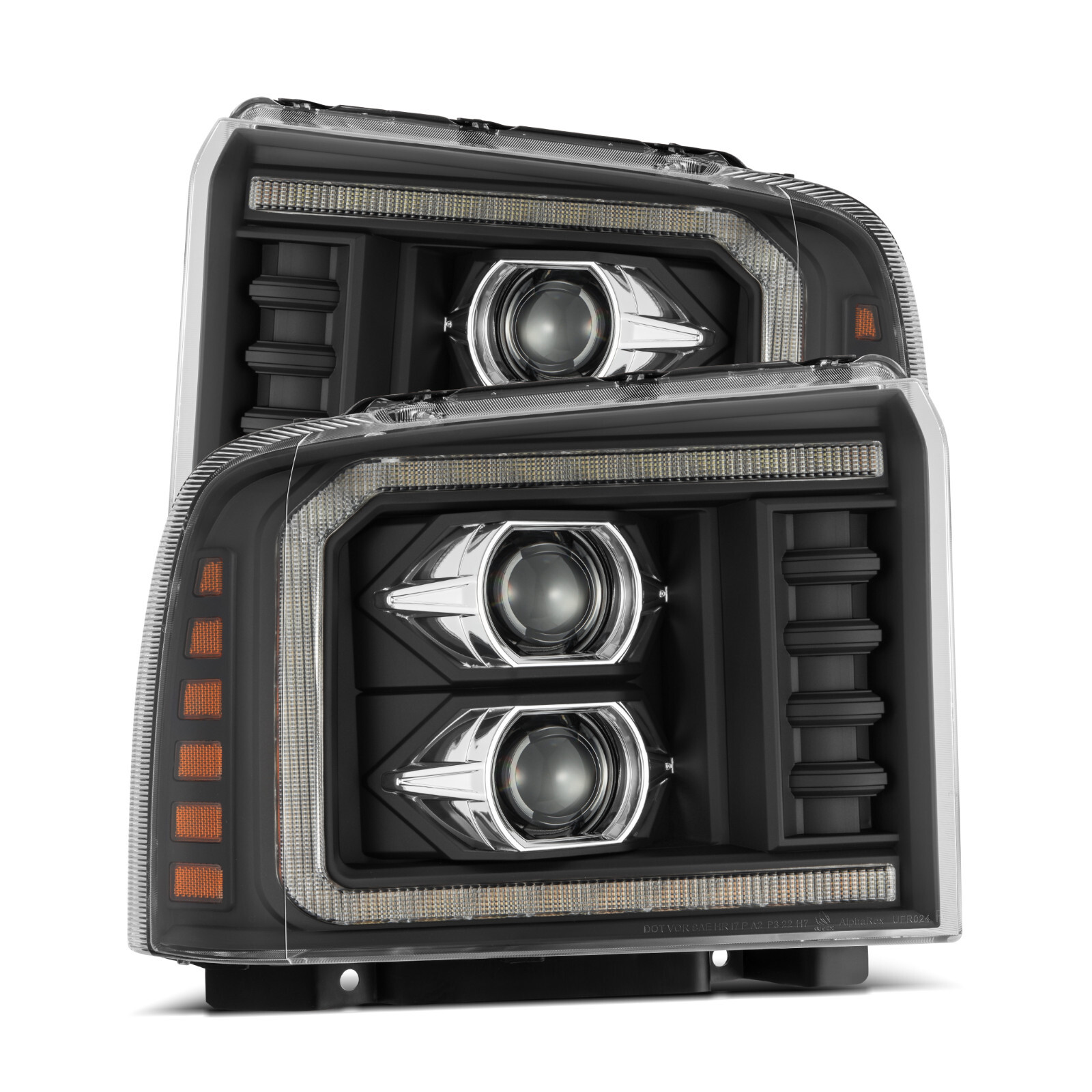 For 05-07 Ford F250 F350 Super Duty Alpharex Luxx Black LED Projector Headlights For 05-07 Ford F250 F350 Super Duty Alpharex Luxx Black LED Projector Headlights