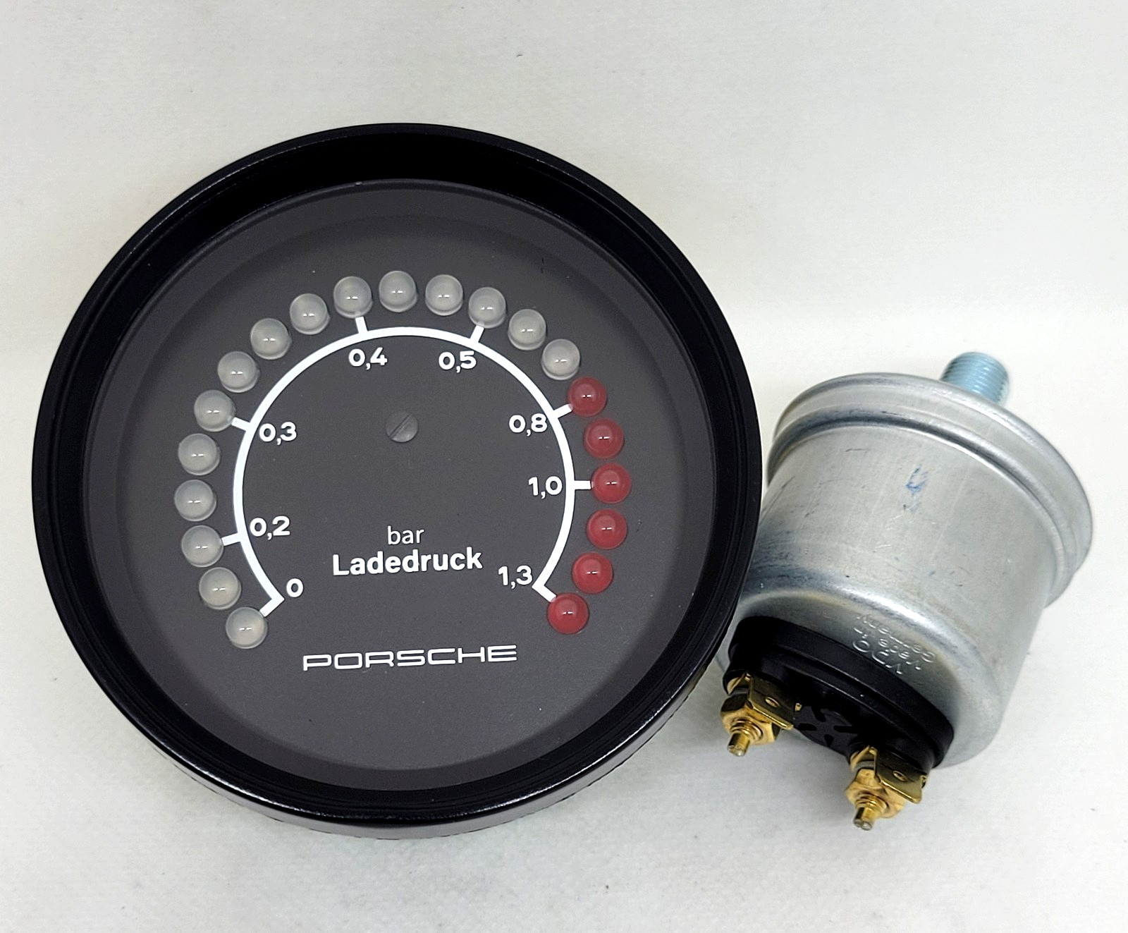 Porsche 911 930 935 Turbo Ladedruck LED Boost Gauge - VDO 2 Bar Sender - Repro Porsche 911 930 935 Turbo Ladedruck LED Boost Gauge - VDO 2 Bar Sender - Repro