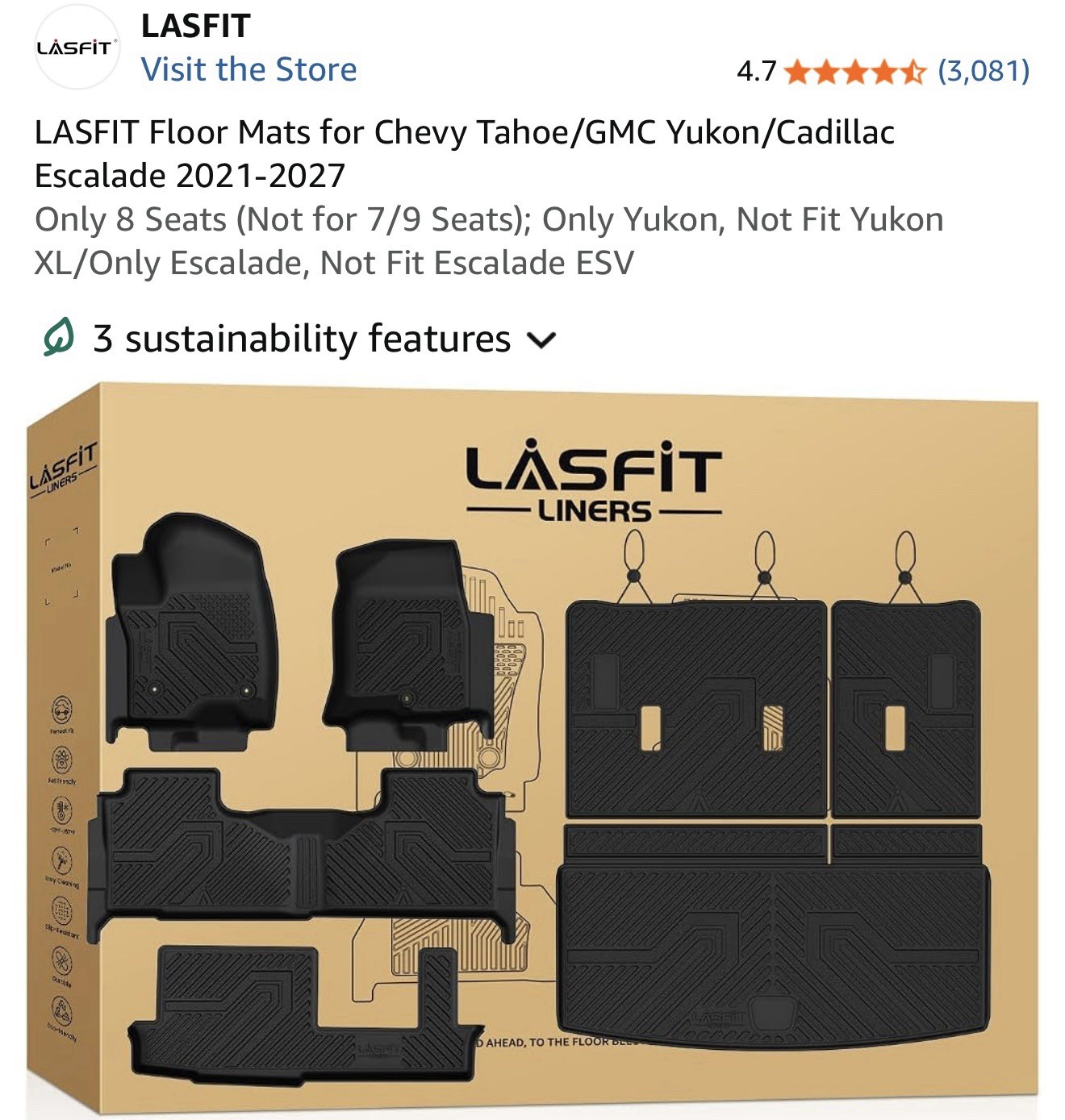New LASFIT Floor Mats for Chevy Tahoe/GMC Yukon/Cadillac Escalade 2021-2027