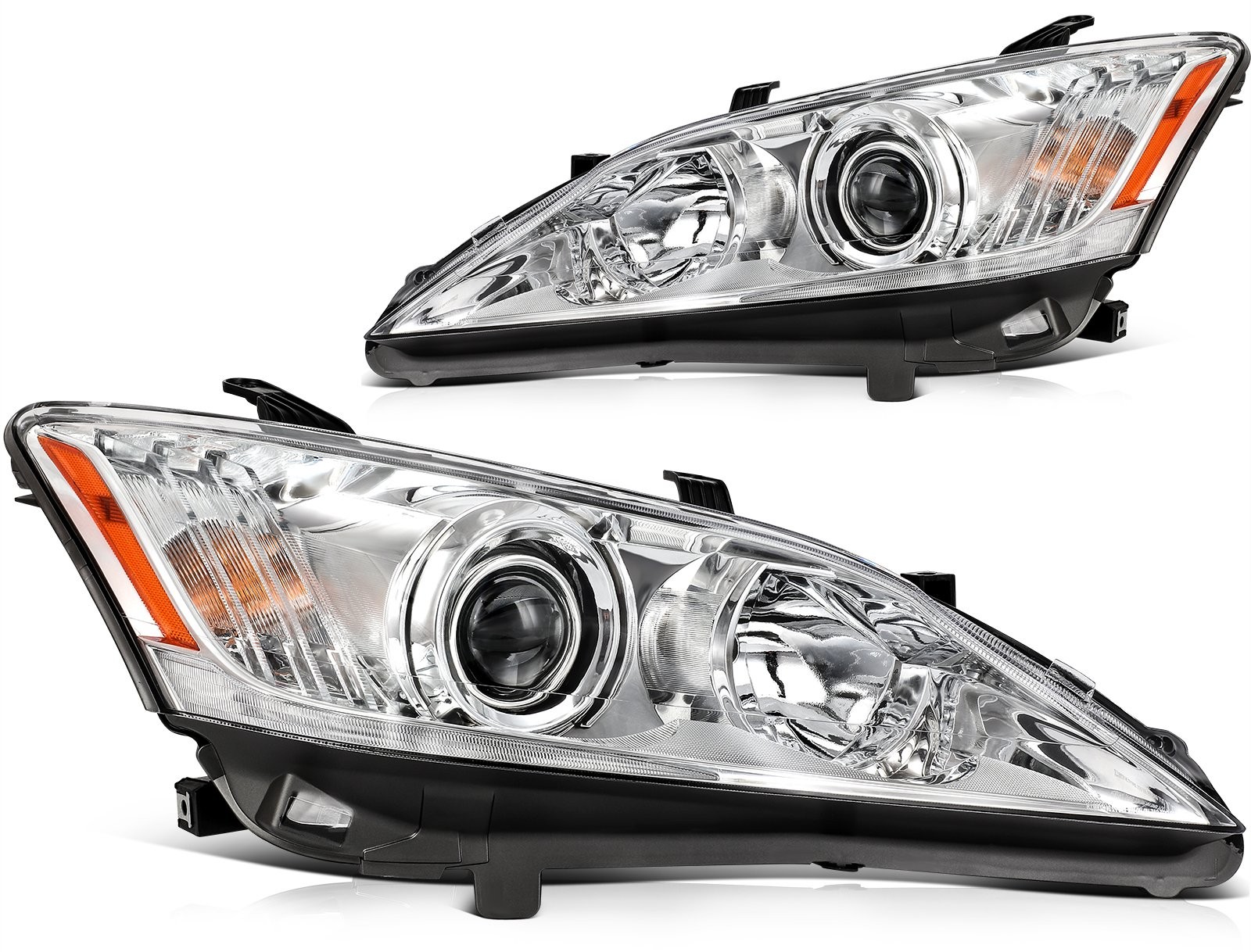 Pair For Lexus ES350 3.5L 2010-2012 Headlight Assembly Chrome Housing