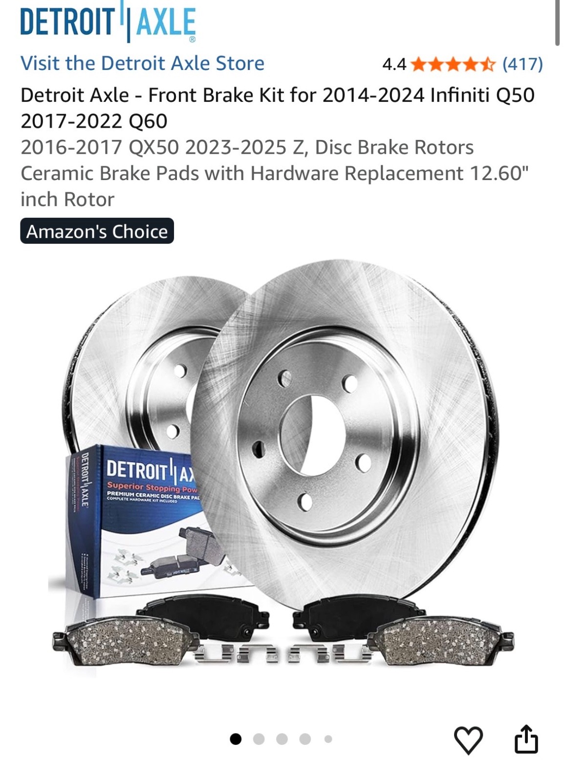 brake rotors and pads full kit Detroit axel brand new for Infiniti Q50 Q60