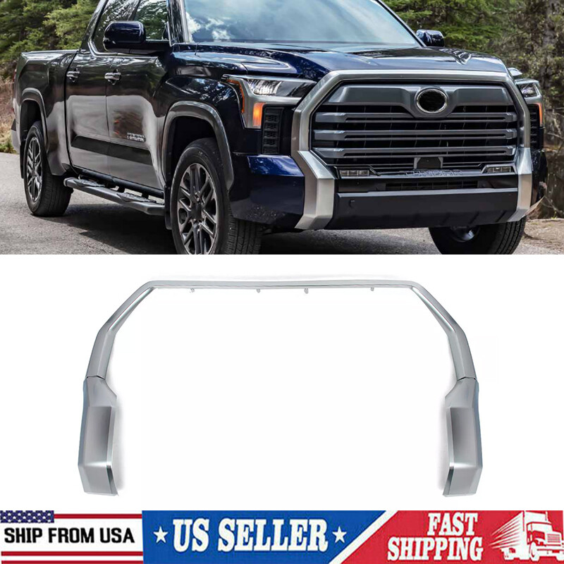 For Toyota Tundra 2022-24 Satin Aluminum Chrome Front Bumper Grille Trim Molding