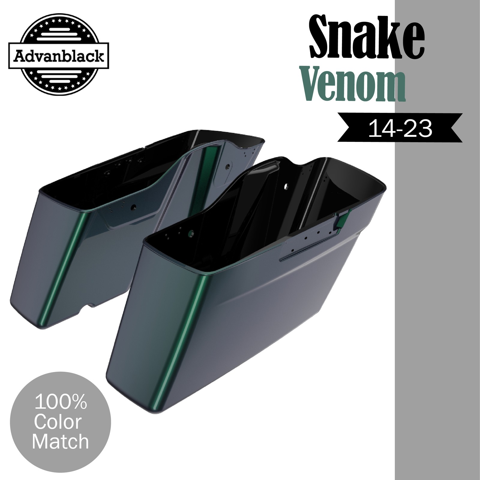 Advanblack Snake Venom Standard Non-Stretched Saddlebag For Harley 2014-2023