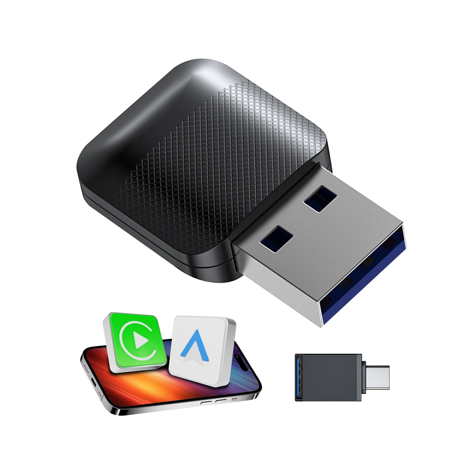 2-in-1 Wireless CarPlay & Android Auto Adapter - Quick Connect USB Dongle