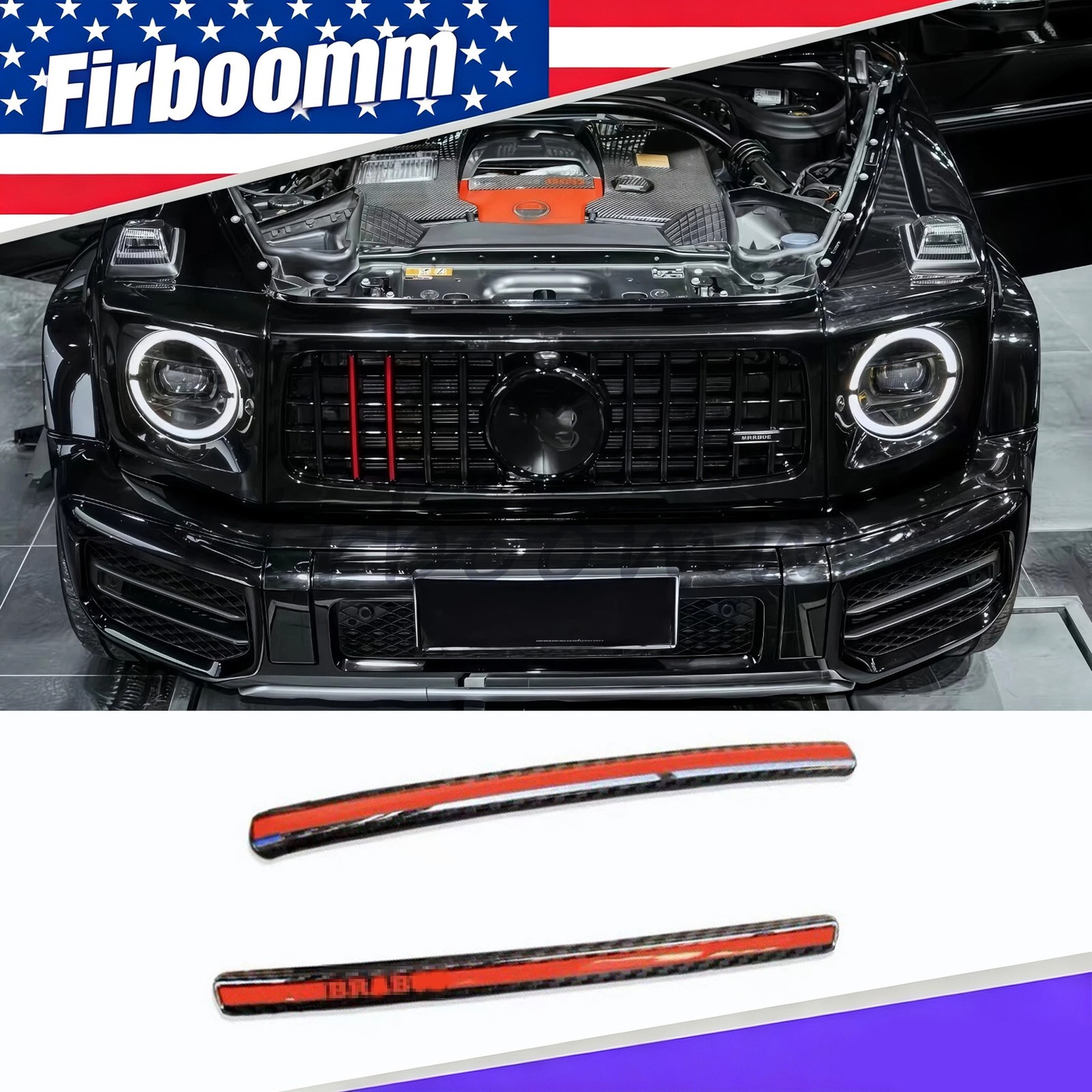 Dry Carbon Fiber Red Middle Grille Trim Cover for Mercedes G W464 G63 G900 2018+