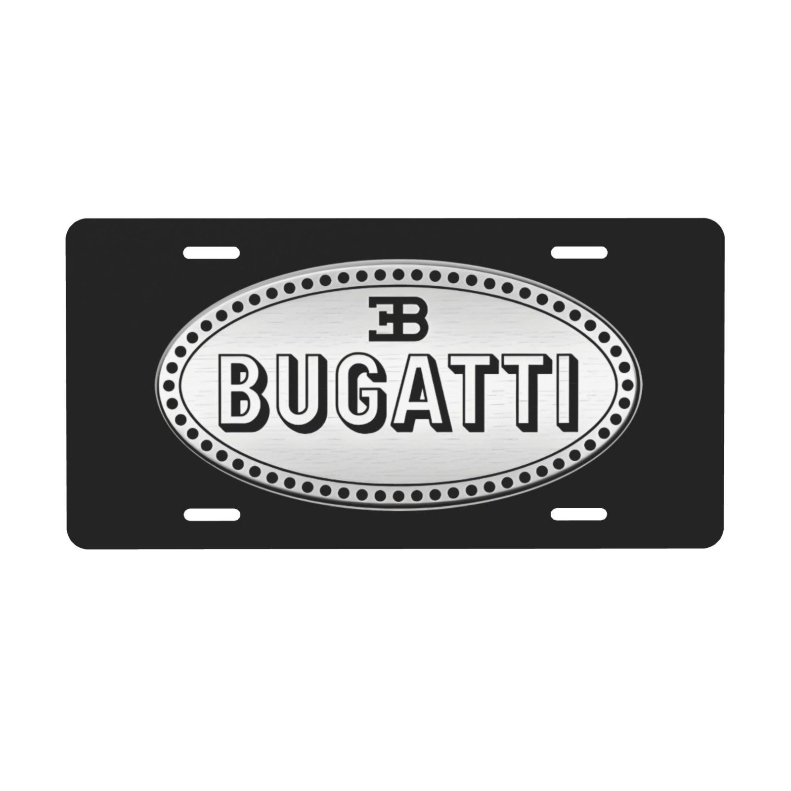 Bugatti 12 x 6 in Car Aluminum Front License Plate Cover Black