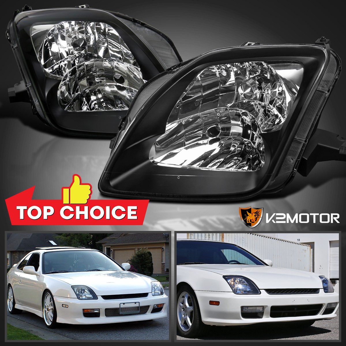 Fits 1997-2001 Honda Prelude Coupe Black Headlights Headlamps Left+Right Pair Fits 1997-2001 Honda Prelude Coupe Black Headlights Headlamps Left+Right Pair