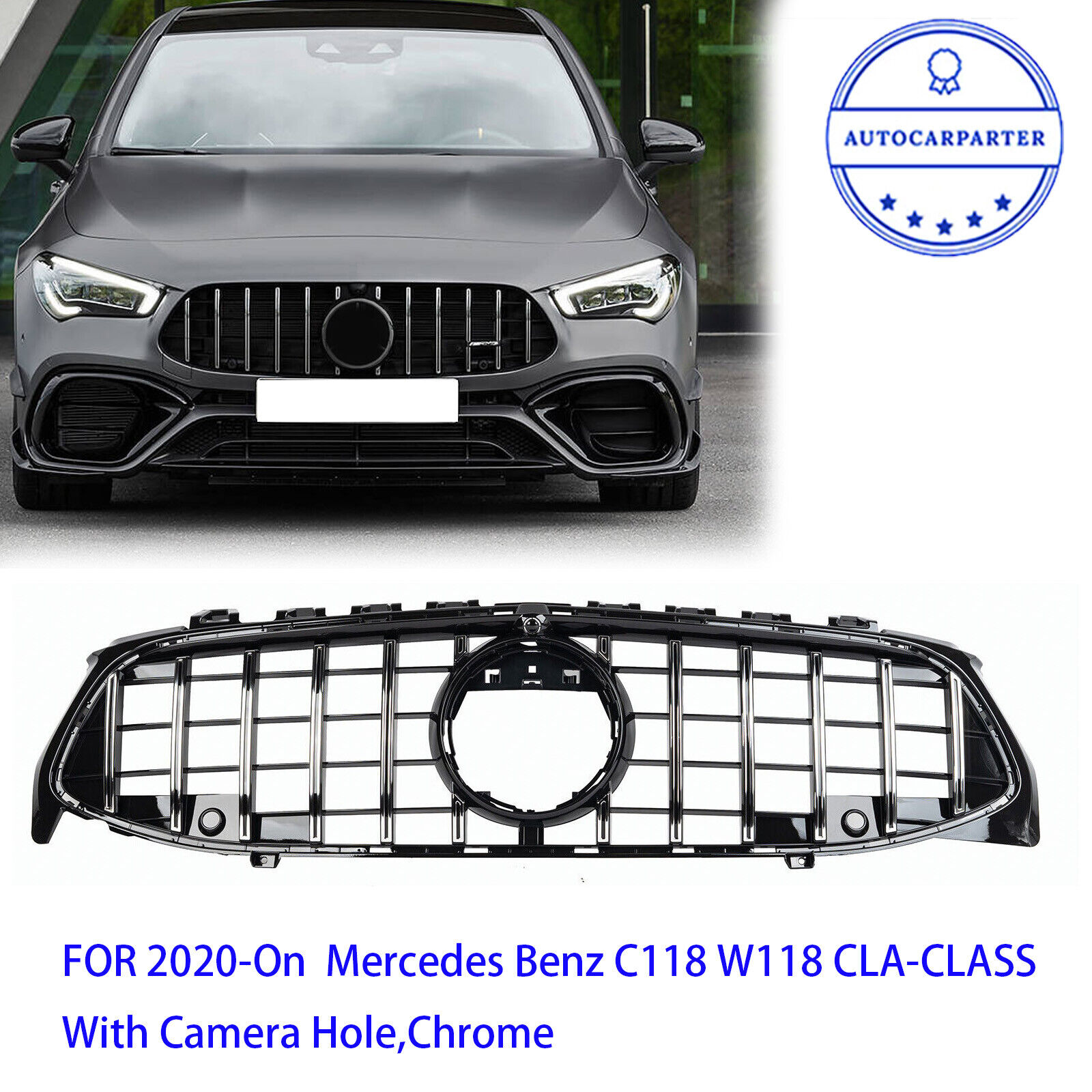Glossy Black GT R Front Grille For Mercedes Benz CLA W118 C118 CLA35 AMG 2020-ON