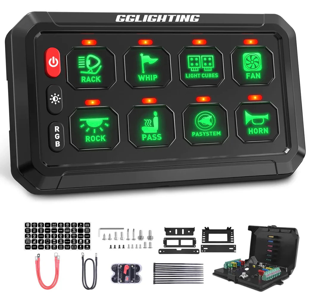GG Lighting 8-Gang Switch Panel With RGB And Remote Control Bluetooth App NEW