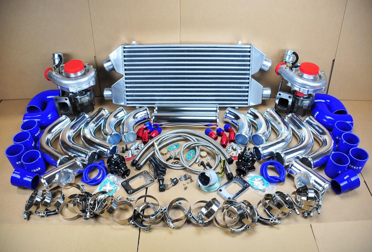 DIY TWIN TURBO KIT CHROME INTERCOOLER PIPE BLUE COUPLER for Inifinite G35 G37 V6