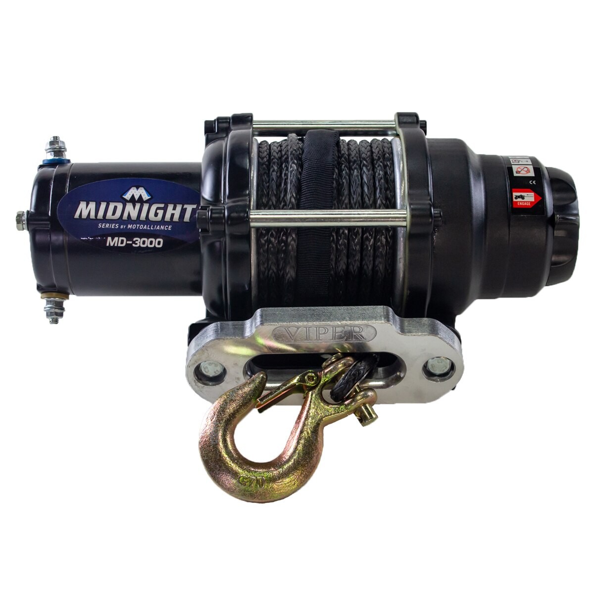 VIPER Midnight UTV/ATV 3000lb Winch Kit 1.1 HP 50ft Black Synthetic Rope Winch
