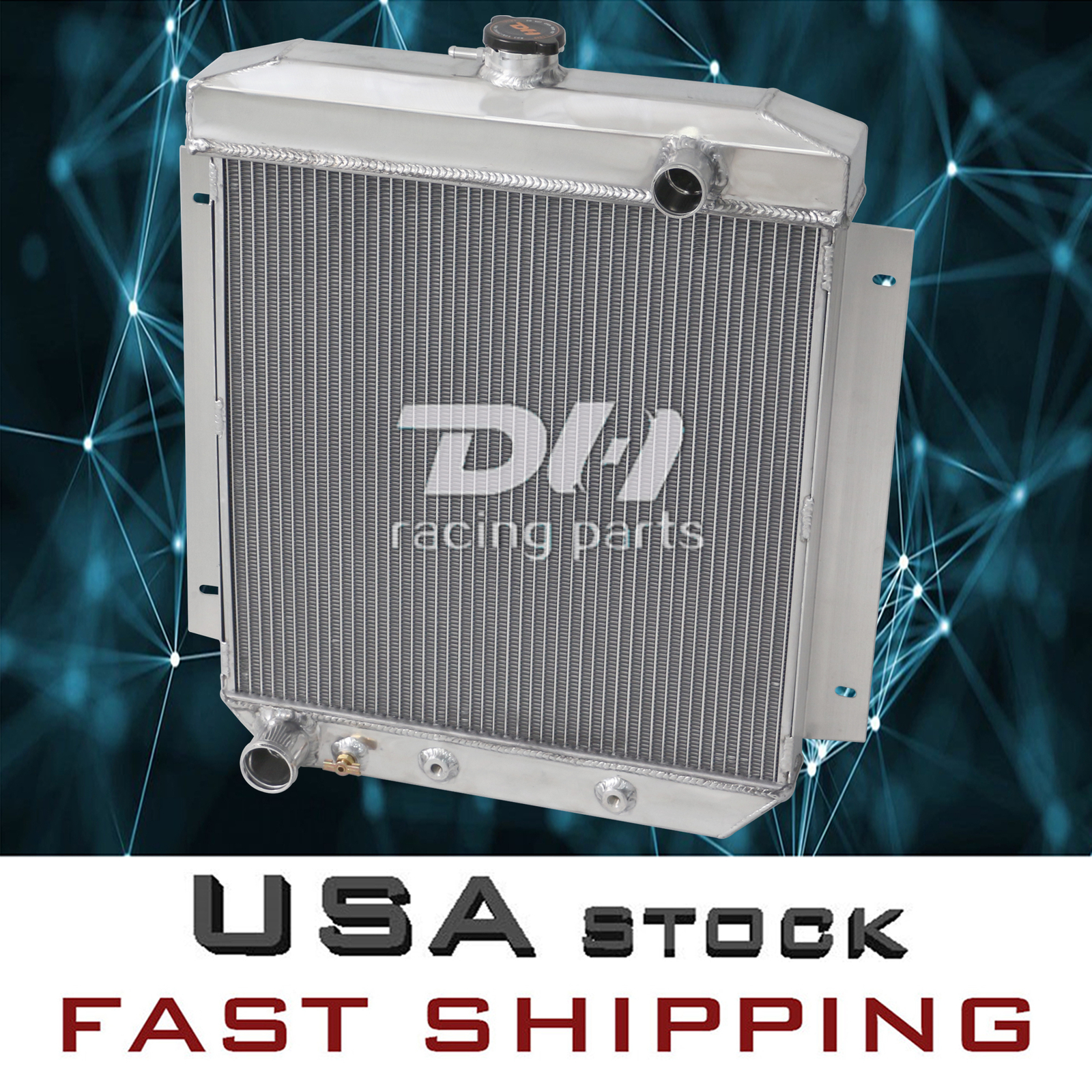 3-Rows Alu Radiator For 1954-1956 Ford Country Squire Sunliner Victoria Skyliner