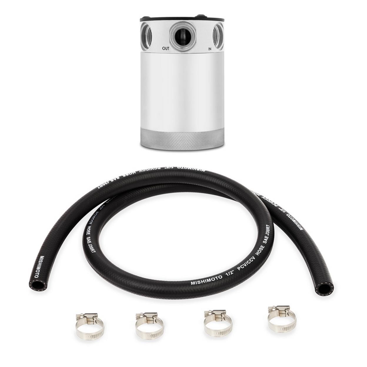 Mishimoto Engine Oil Separator - Baffled Oil Catch Can, Polished, 3-Port, Compac