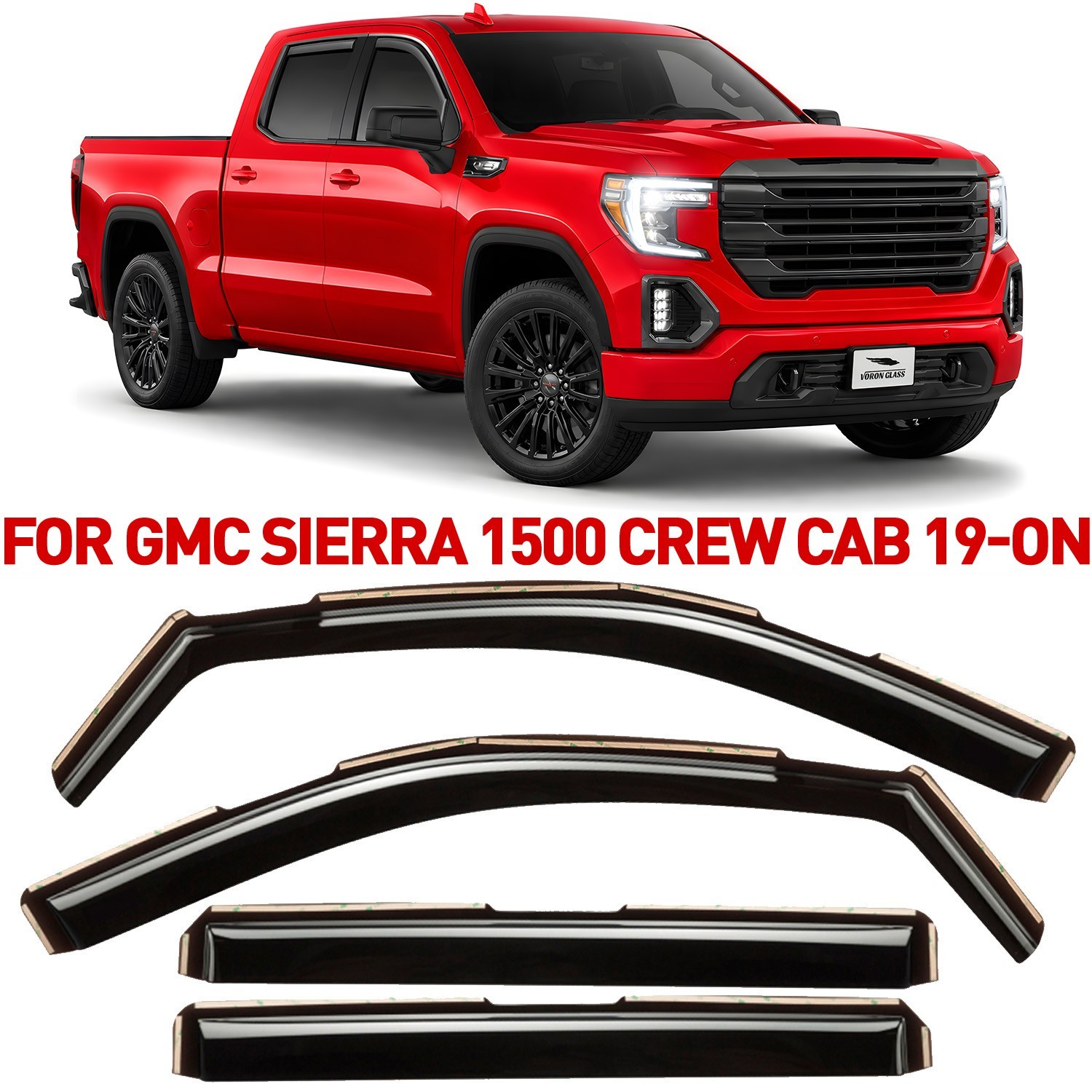 Rain Guards Vent Visors Shade for 2019-2026 GMC Sierra 1500 Crew Cab