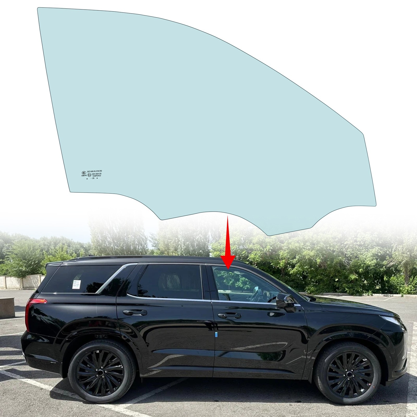 Passenger Right Side Front Door Window Glass For 2020-2025 Hyundai Palisade