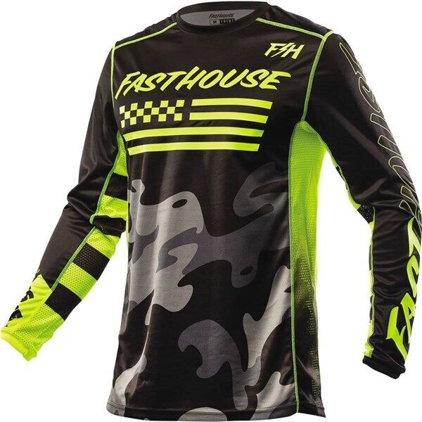 Fasthouse Grindhouse Riot Jersey, Black/Flo Yellow