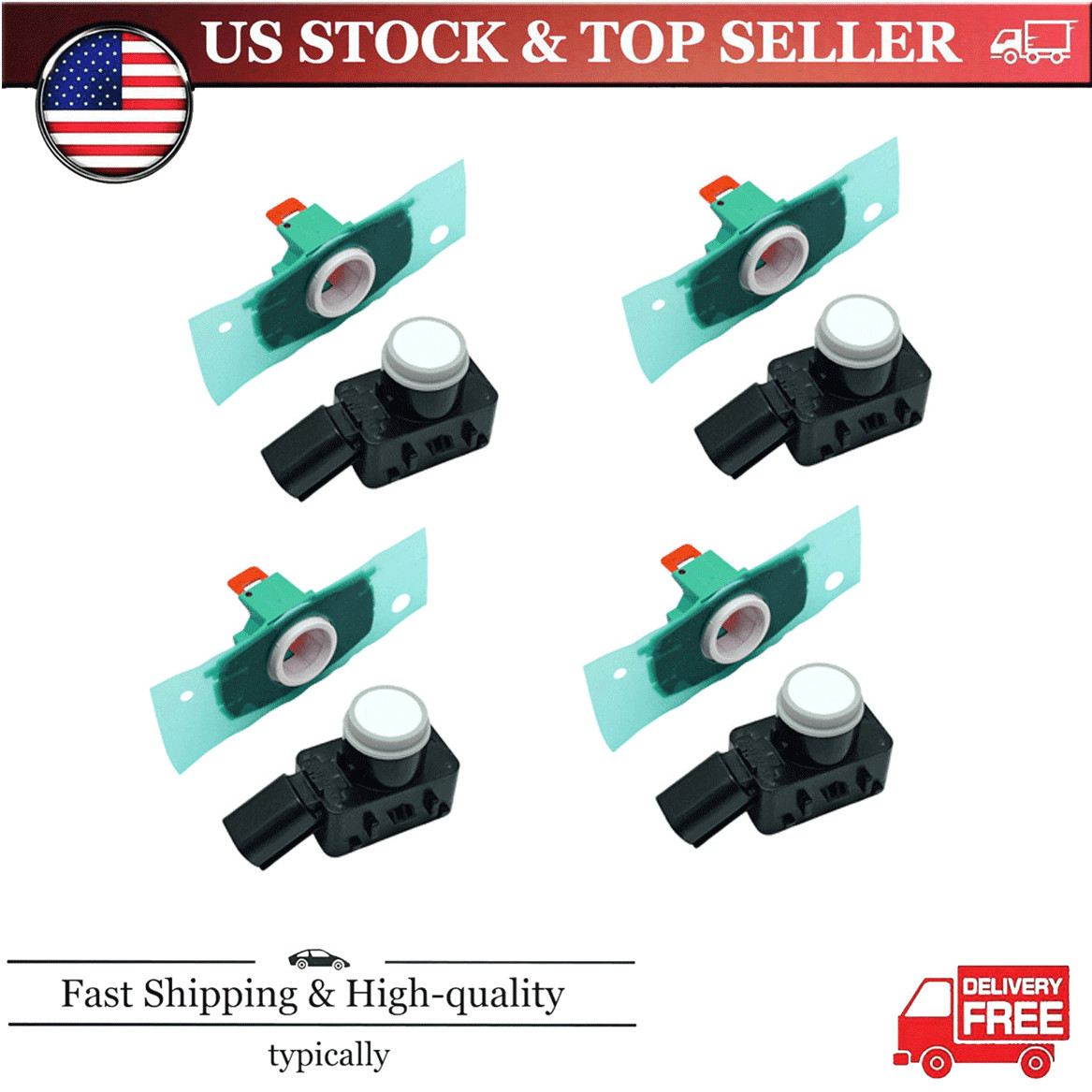 4x Fit For 2022 - 2025 Toyota Tundra 89341-K0060-A Bumper Parking Sensor White