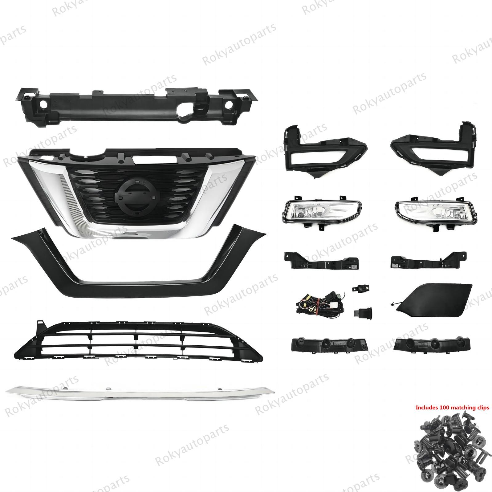 14PC For Rogue 2017-9 Grille/Grill Trim/Radiator Bracket/Fog Lamp/Bumper Molding