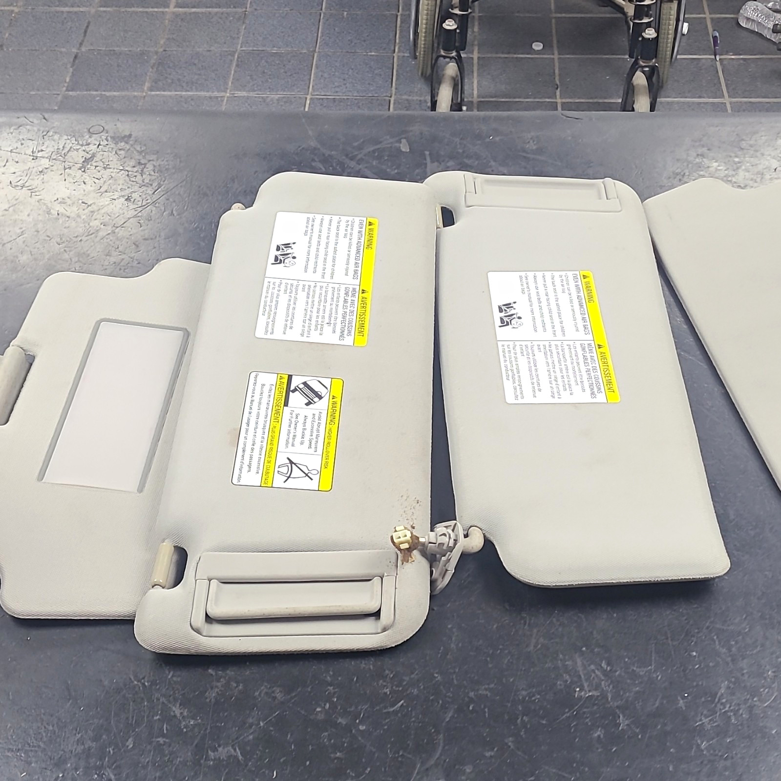 2004-2012 Nissan Armada Titan Sun Visor Driver Passenger Set OEM Gray