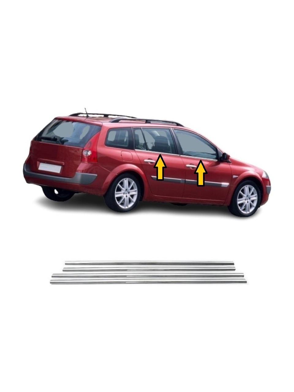Window Molding Trim Chrome Cover For MEGANE II SW 2004-2010 4PCS Stainless Steel