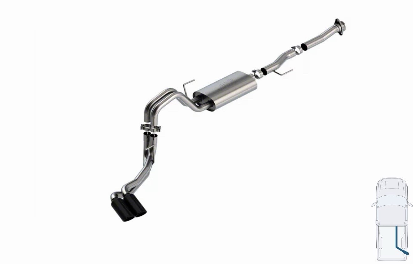 21-25 F150 5.0 (USED)Borla S Type side exit exhaust. For single cab 6.5 foot bed 21-25 F150 5.0 (USED)Borla S Type side exit exhaust. For single cab 6.5 foot bed
