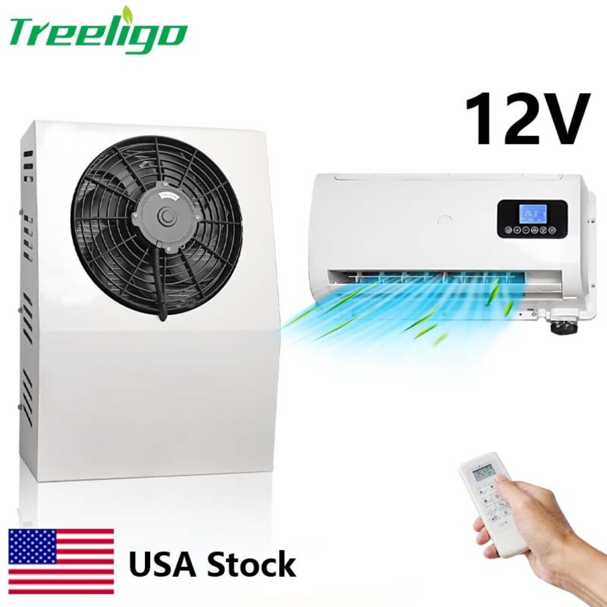 12V 12000BTU Air Conditioner Mini Split A/C Kit Unit For Semi Trucks Bus RV Vans