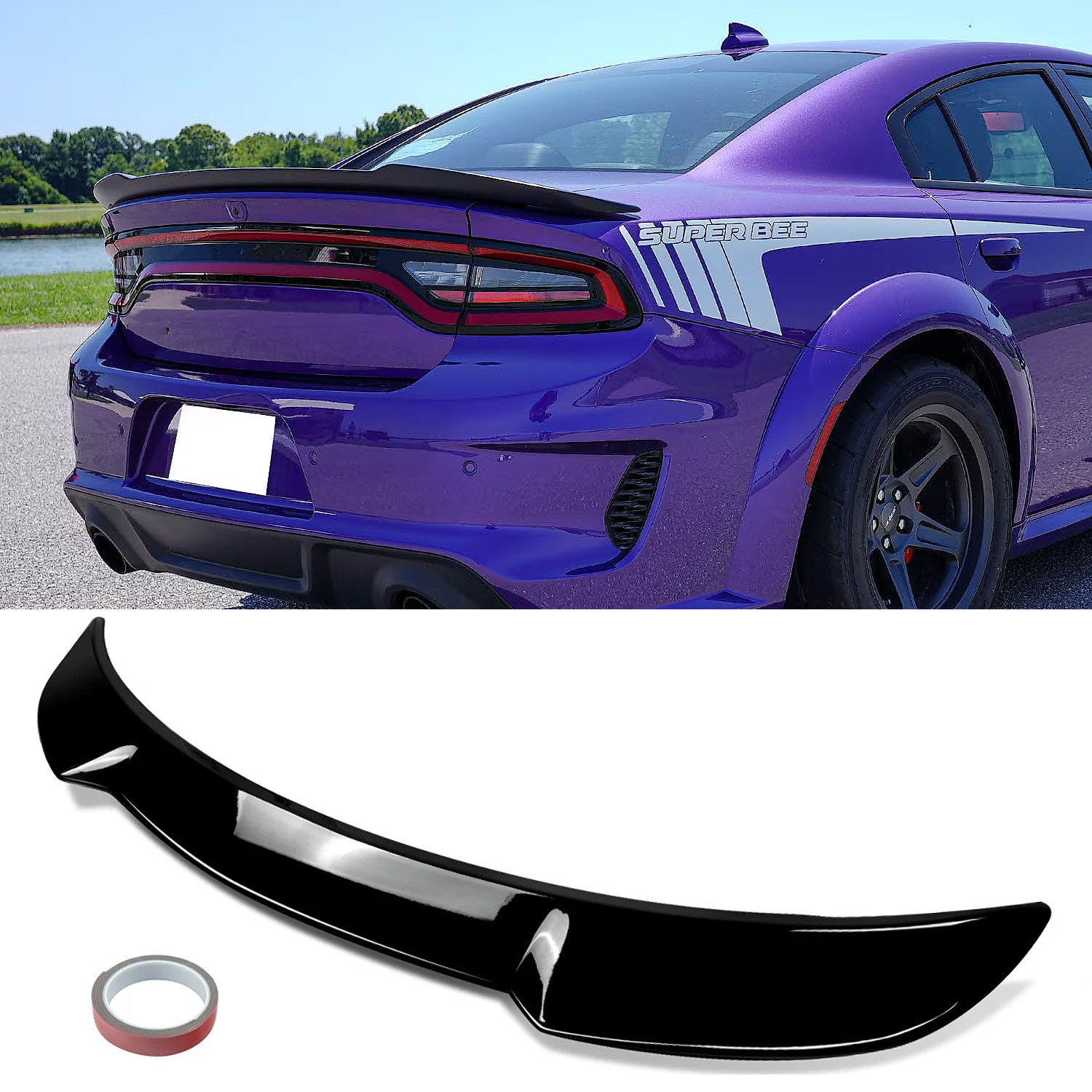 Fits 11-23 Dodge Charger Hellcat Style Glossy Black Rear Trunk Spoiler Wing Lip