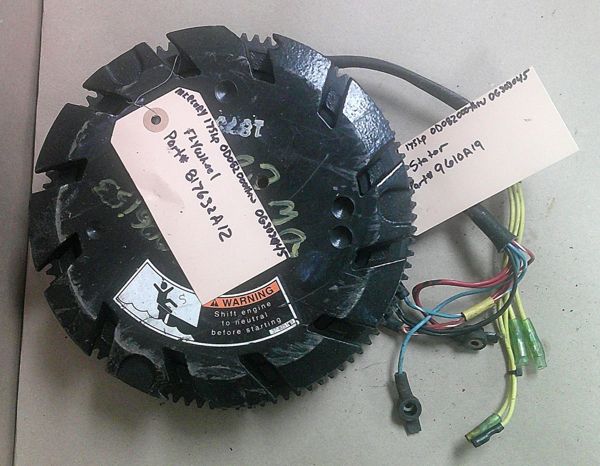 Good Used Mercury 175hp Flywheel & Stator, Part # 817632A12, 9610A19