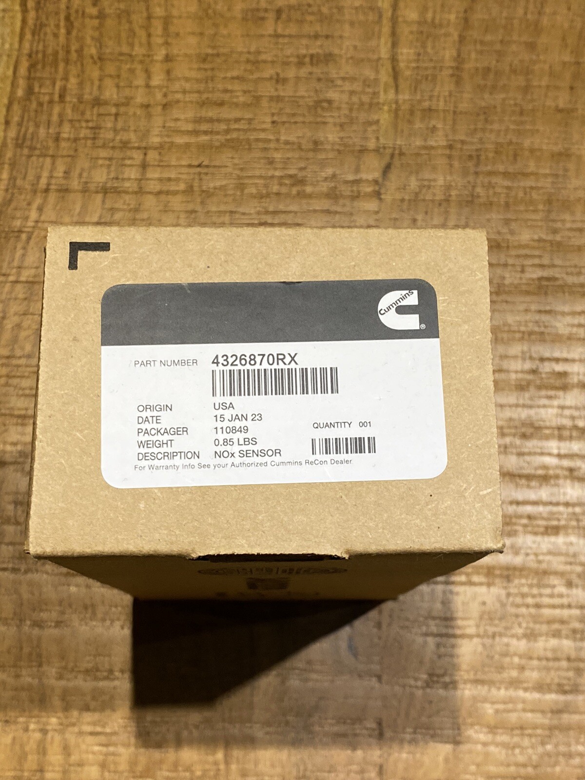 Genuine Cummins OEM NOx Sensor 4326870RX Genuine Cummins OEM NOx Sensor 4326870RX