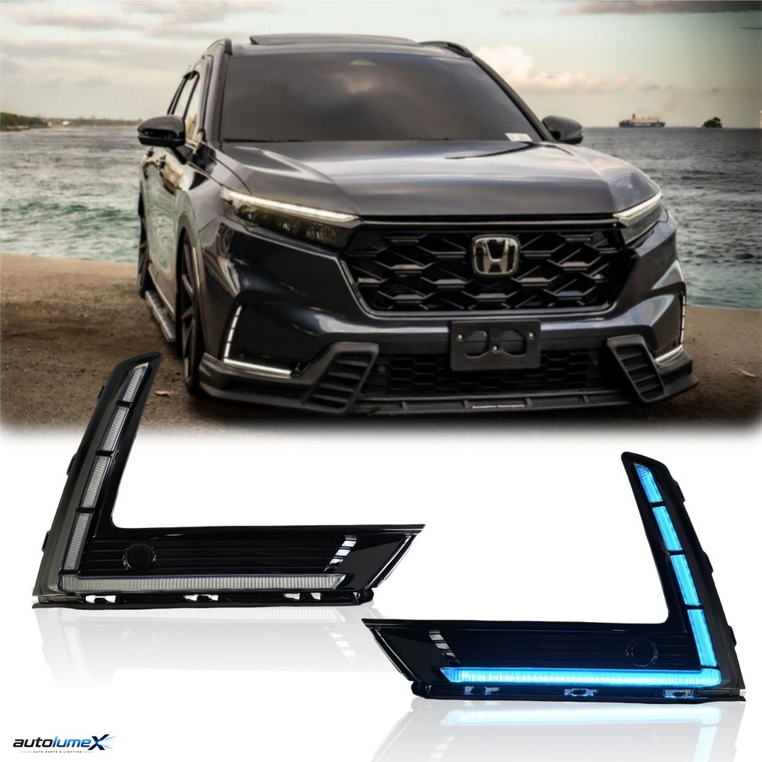 LH+RH LED DRL For 2023-2026 Honda CR-V Daytime Running Lights With Turn Signal