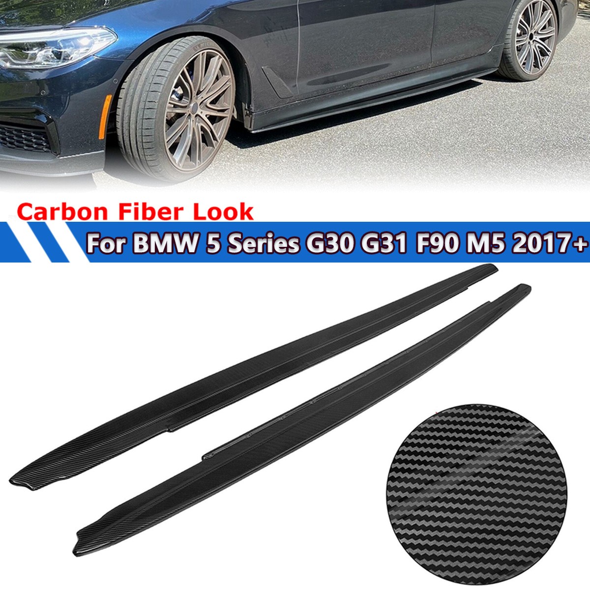For BMW 5 Series G30 540i 550i F90 M5 Sedan 2017-22 2Pcs Side Skirts Carbon Look