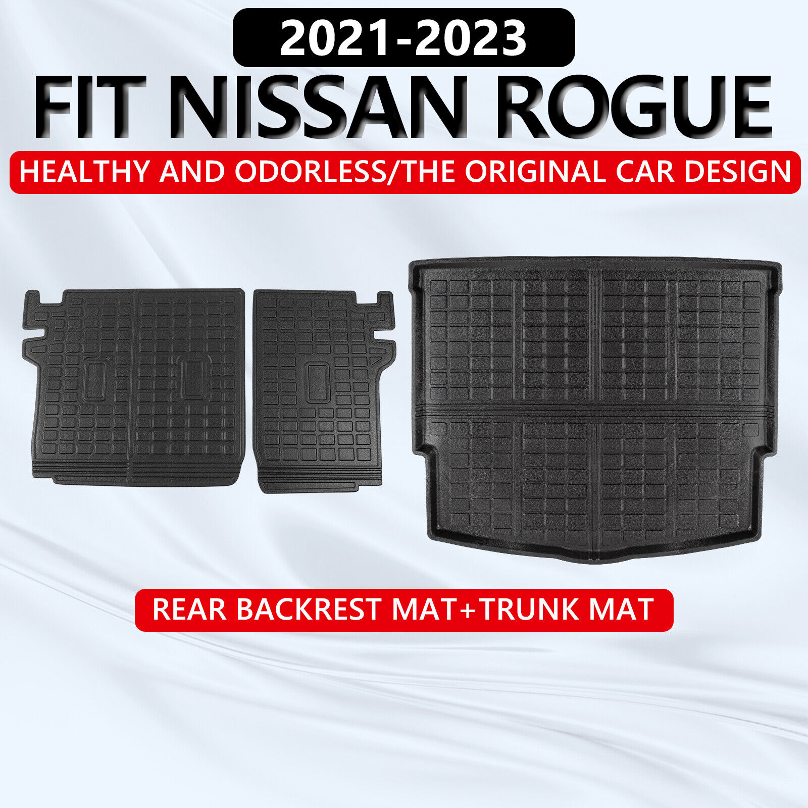 Fit 2021~2023 Nissan Rogue Cargo Mats Floor Mats Backrest Mat Trunk Liner TPE