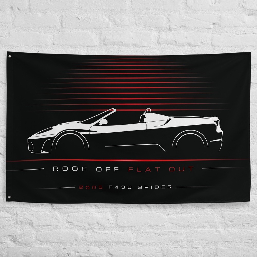 F430 Spider 2005 Car Silhouette Flag 3x5 ft Garage Banner Man Cave Wall Decor