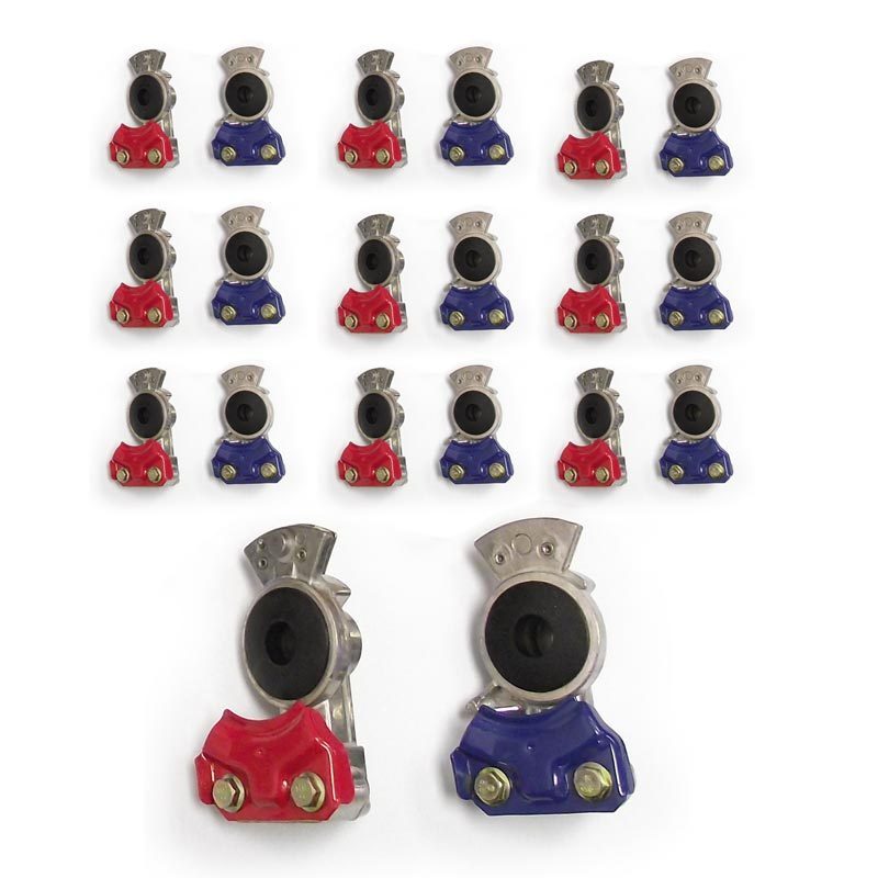 20 Pc Glad Hand Set 10 Red Emergency 035042 & 10 Blue Service 035045 Gladhands 20 Pc Glad Hand Set 10 Red Emergency 035042 & 10 Blue Service 035045 Gladhands