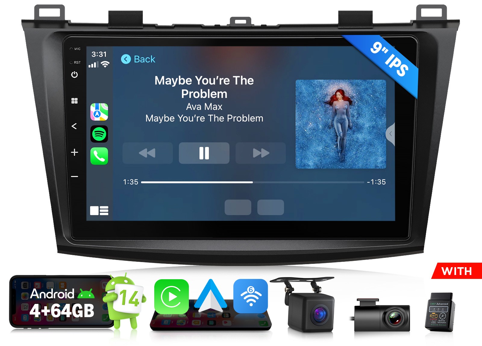 CAM+DVR+OBD+Android 14 9\