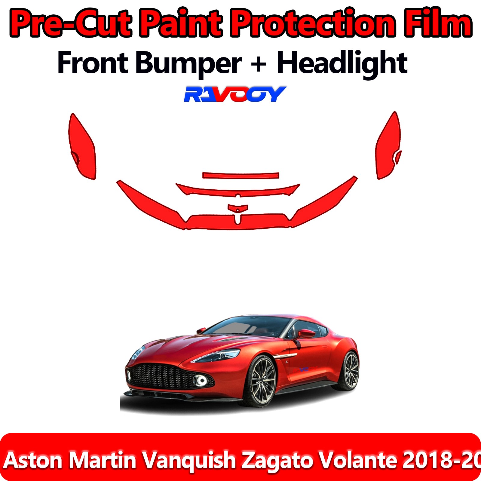 Front Bumper PPF Kit Film For Aston Martin Vanquish Zagato Volante 2018-2023