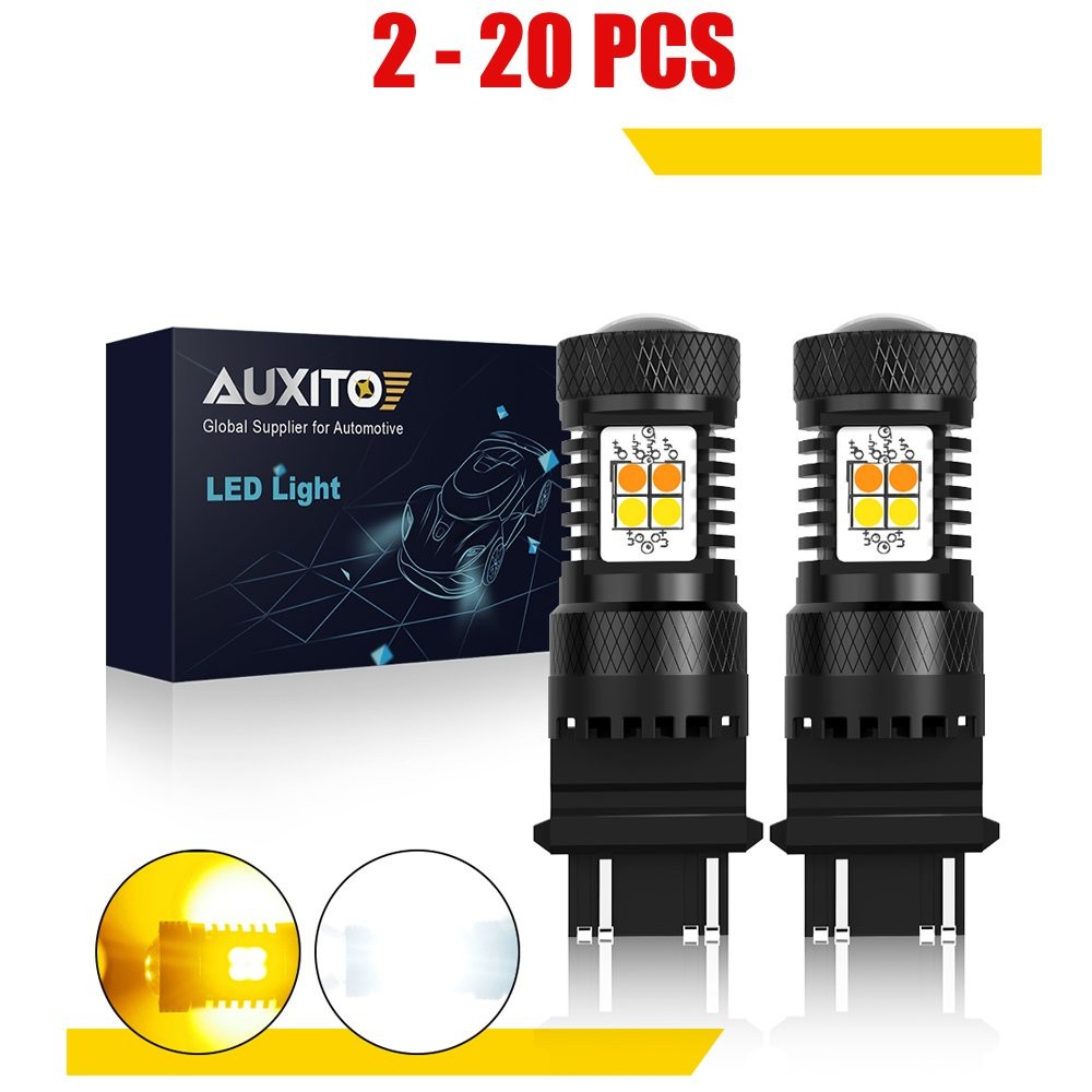 2-20X Switchback 3157 Signal White/Amber LED Turn DRL Bulbs Set Light Error Free