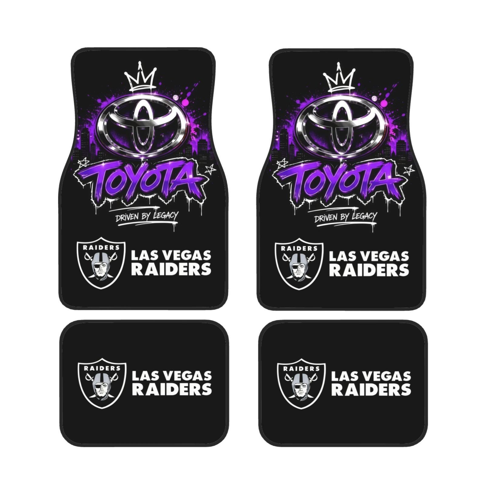 Toyota 4PCS NFL Las Vegas Raiders Car Floor Mats Auto Trim Accessories