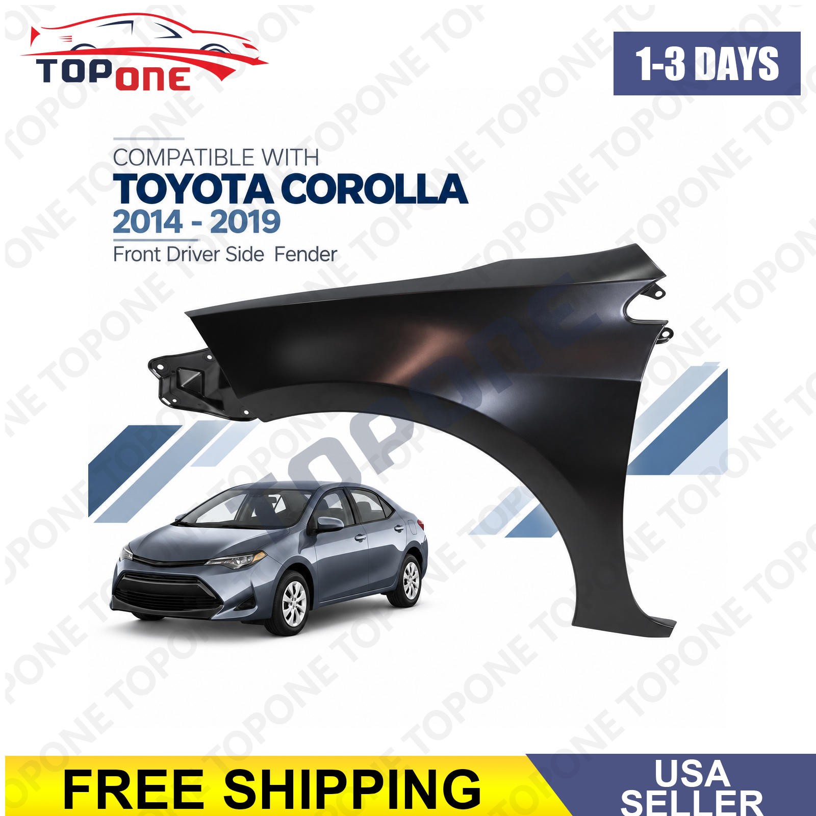 New Front Driver Side Fender Primed Steel For 2014-2019 Toyota Corolla TO1240248