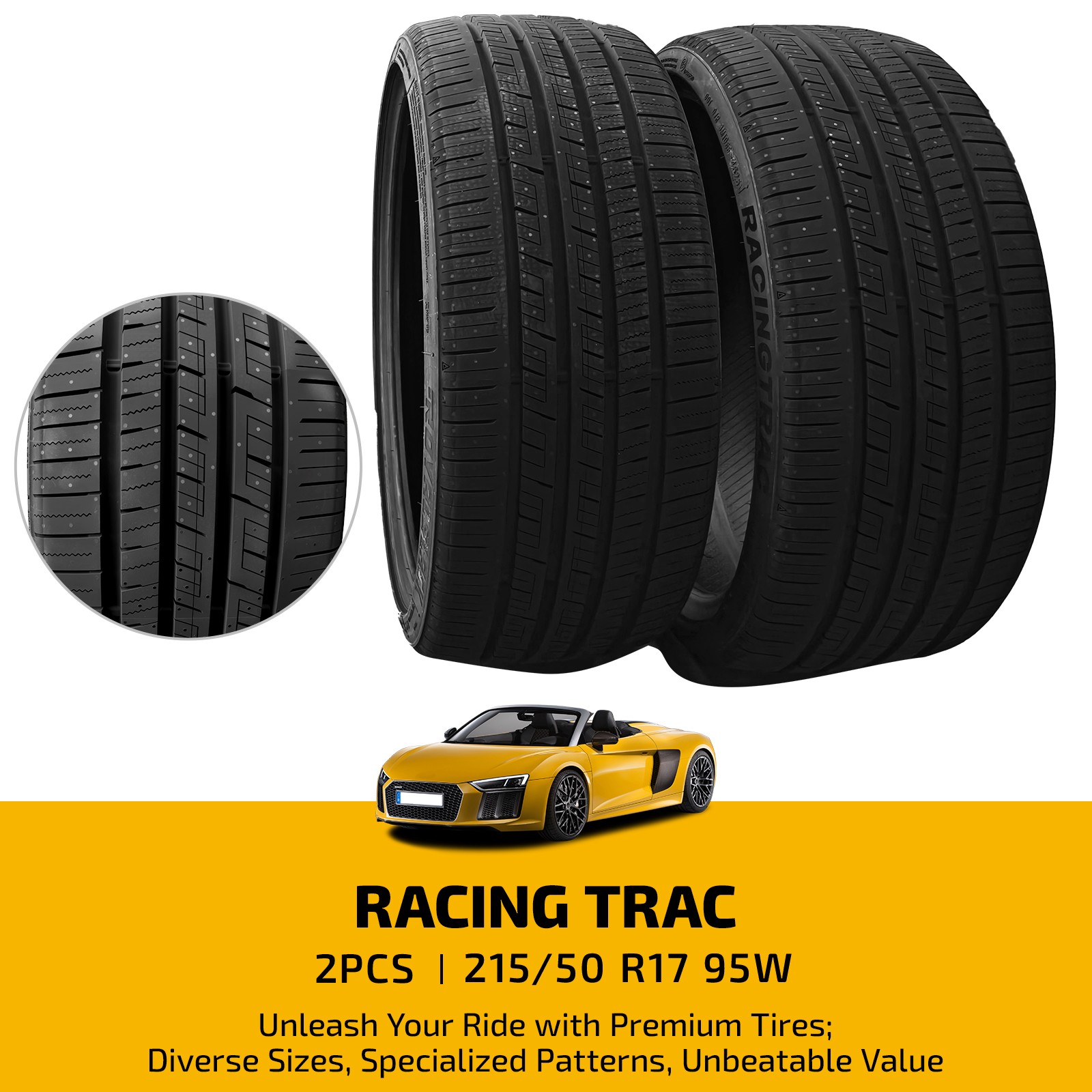 RACING 215/50ZR17 95W Pair of Tires High Performance Premium for Passenger Cars