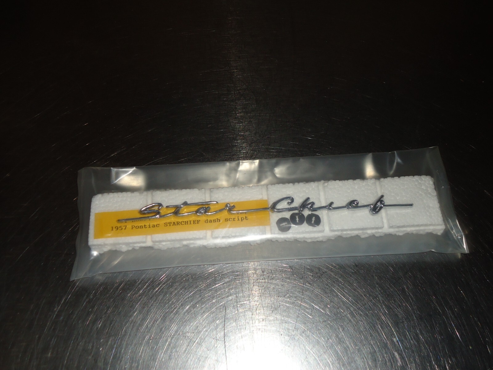 New NORS Dash Emblem Script 1957 Pontiac Star Chief
