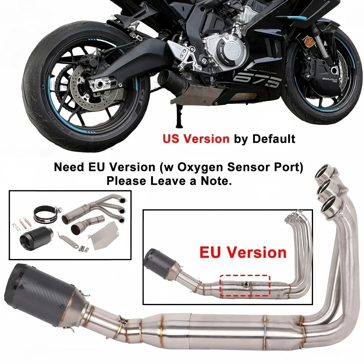 Exhaust System Header Pipe For CFMOTO 675SS 675SR-R 675 NK Carbon Fiber Muffler