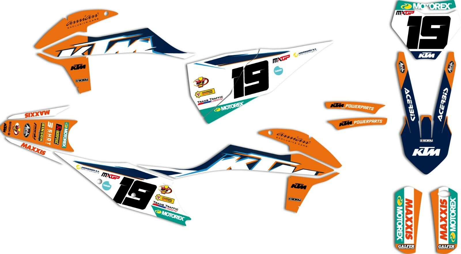2019-2022 KTM SX-SXF 125-450 Team Diga KTM Kit & Plates Dirt Bike Graphics