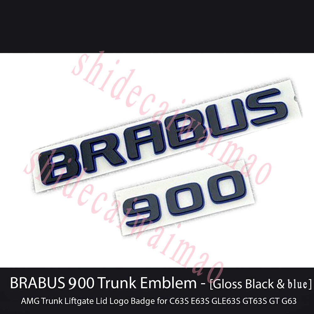 BRABUS 900 Emblem GLOSS BLACK BLUE Trunk Luggage Lid Logo Tailgate Badge AMG