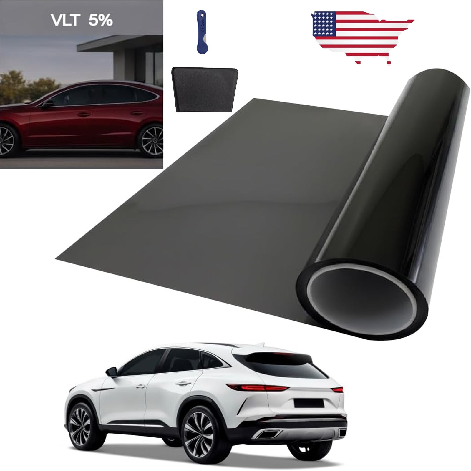 300CM 5% VLT Uncut Roll Window Tint Film 20