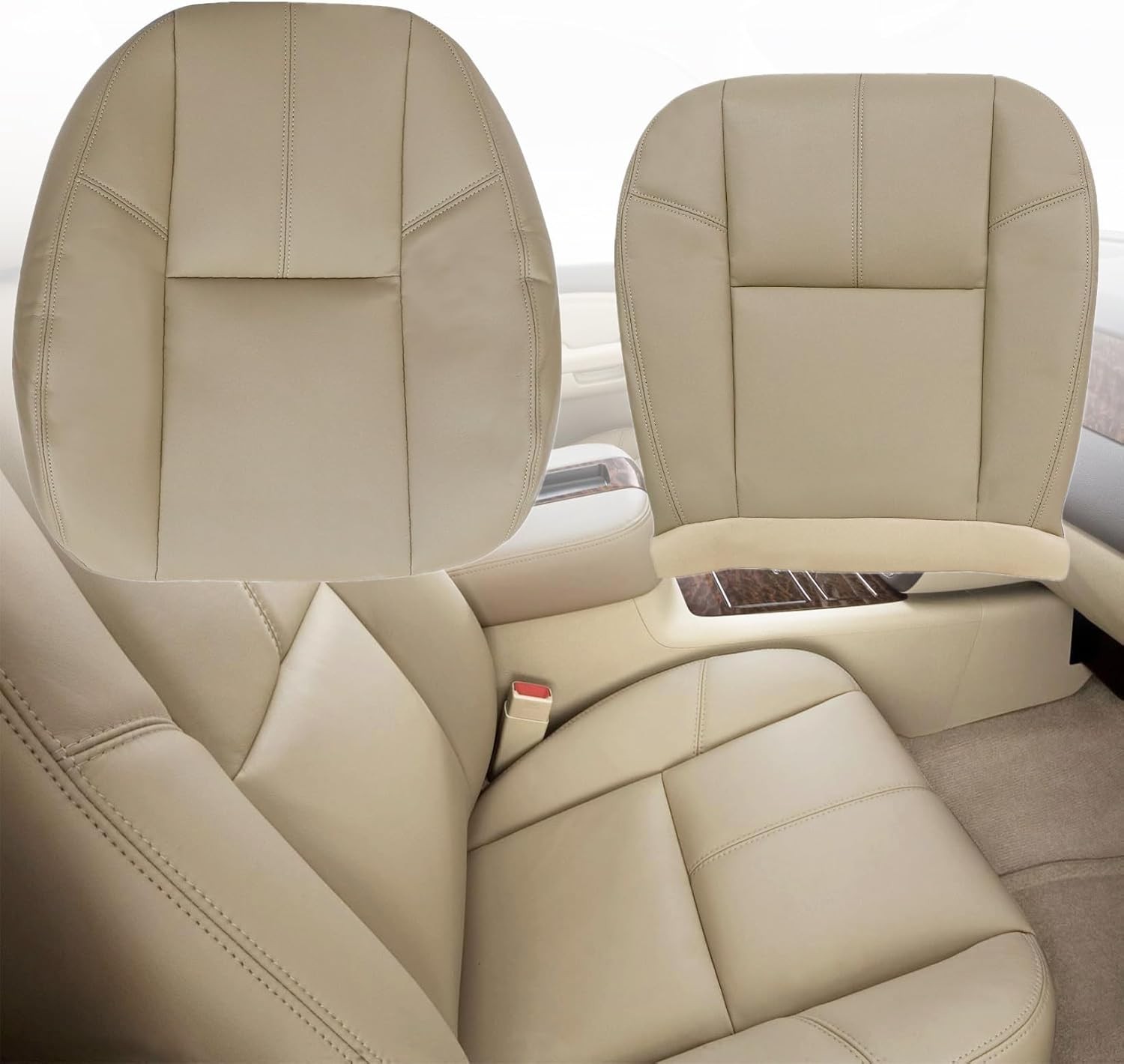 NLQR Front Driver or Passenger Bottom & Top Replacement Seat Covers Tan 